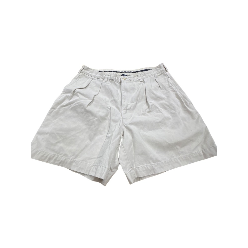 Vintage Polo Ralph Lauren Mens Pleated Chino Shorts Stone Beige Sz 35 6" Inseam